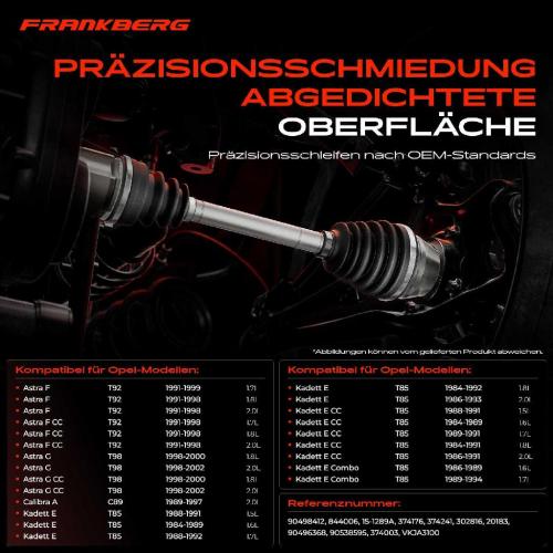 Frankberg 1x Antriebswelle Gelenksatz Vorderachse für Opel Astra F G Kadett E Calibra Vectra Zafira Bild Frankberg 1x Antriebswelle Gelenksatz Vorderachse für Opel Astra F G Kadett E Calibra Vectra Zafira