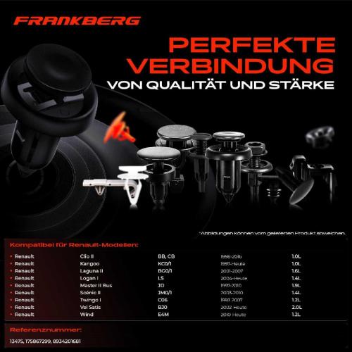 Frankberg 10x Befestigungsclips Türverkleidung für Renault Clio 1 2 Kasten/Schrägheck Espace IV Bild Frankberg 10x Befestigungsclips Türverkleidung für Renault Clio 1 2 Kasten/Schrägheck Espace IV