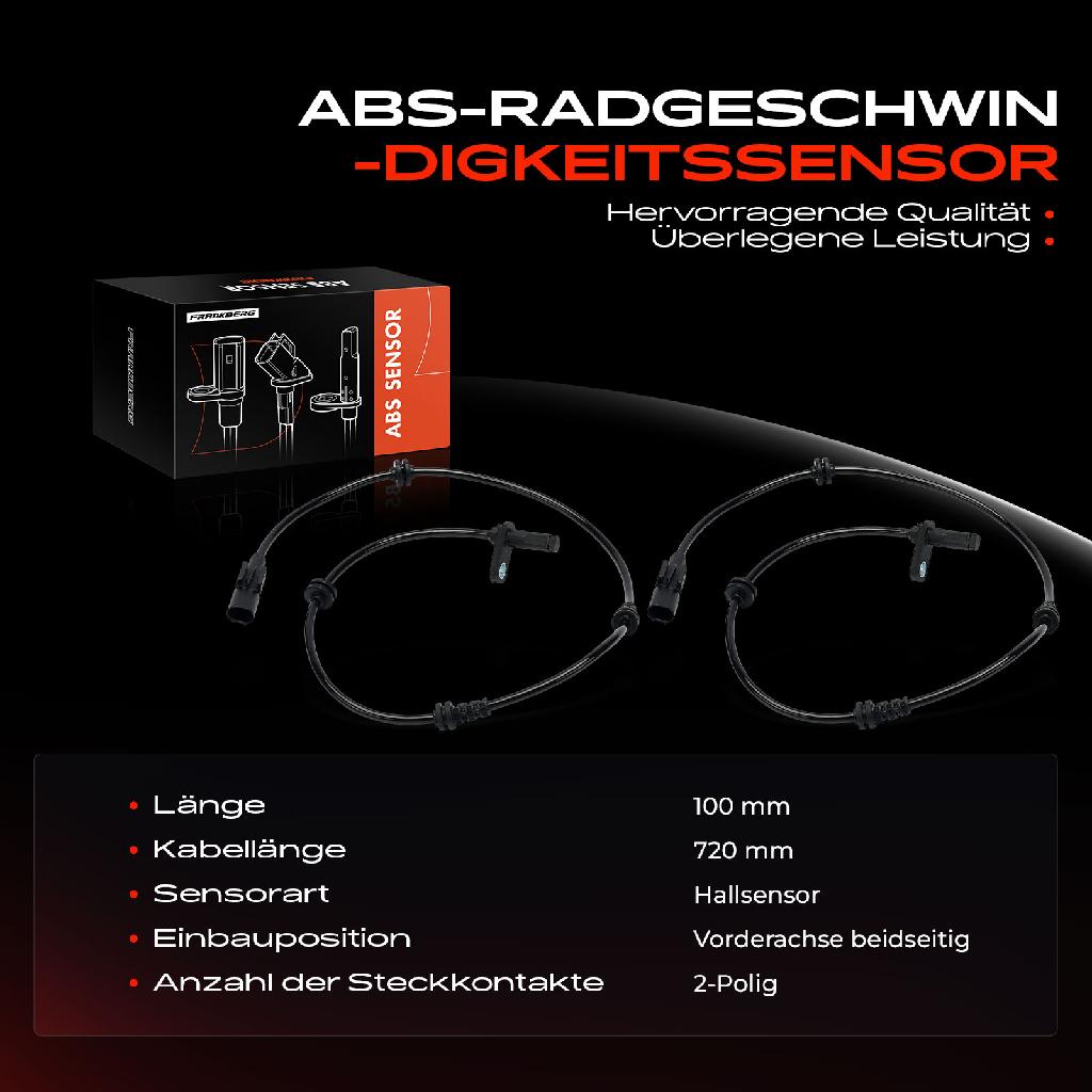 2x ABS Sensor Vorderachse beidseitig für Mercedes-Benz E-Klasse W211 E-Klasse T-Model S211 5.0L 5.5L 2003-2009