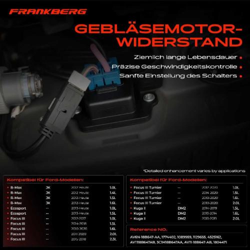 1x Widerstand Vorwiderstand Gebläsemotor für Ford B-Max C-Max Focus Kuga Transit Bild 1x Widerstand Vorwiderstand Gebläsemotor für Ford B-Max C-Max Focus Kuga Transit