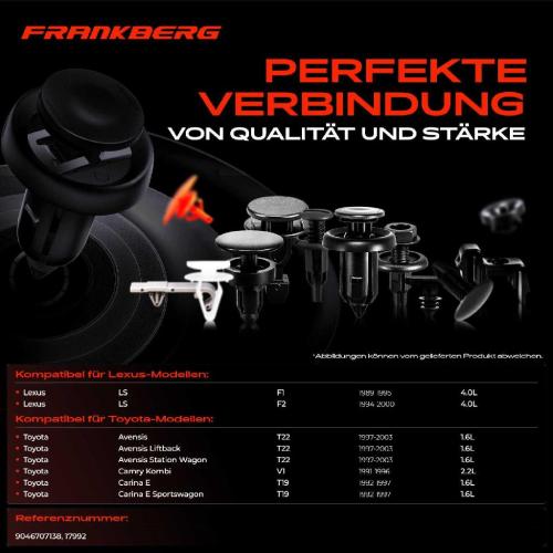 Frankberg 20x Befestigungsclips Verkleidung für Toyota Corolla E12 Verso Yaris Lexus LS Bild Frankberg 20x Befestigungsclips Verkleidung für Toyota Corolla E12 Verso Yaris Lexus LS