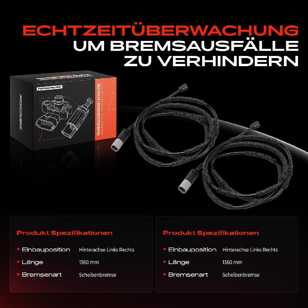 2x Warnkontakt Bremsbelagverschleiß Hinterachse für BMW Z4 Roadster E89 18i-35i 2010-2016