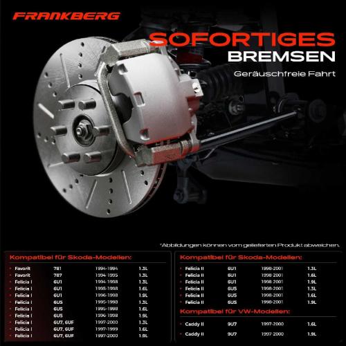 Frankberg 2x Bremsscheiben Vorderachse für VW Caddy Skoda Favorit Forman Pick-up Felicia I Kombi II 1994-2001 Bild Frankberg 2x Bremsscheiben Vorderachse für VW Caddy Skoda Favorit Forman Pick-up Felicia I Kombi II 1994-2001