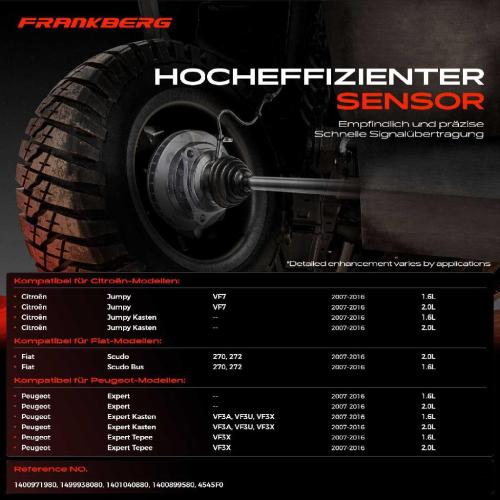 Frankberg 1x ABS Sensor Hinterachse beidseitig für Citroën Jumpy Kasten Fiat Scudo Bus Peugeot Expert Tepee 2007-2016 Bild Frankberg 1x ABS Sensor Hinterachse beidseitig für Citroën Jumpy Kasten Fiat Scudo Bus Peugeot Expert Tepee 2007-2016