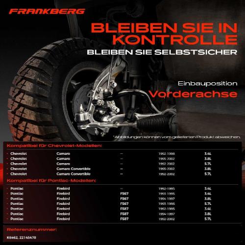 2x Traggelenk Vorderachse für Chevrolet Camaro Convertible Pontiac Firebird Cabriolet 1992-2002 Bild 2x Traggelenk Vorderachse für Chevrolet Camaro Convertible Pontiac Firebird Cabriolet 1992-2002