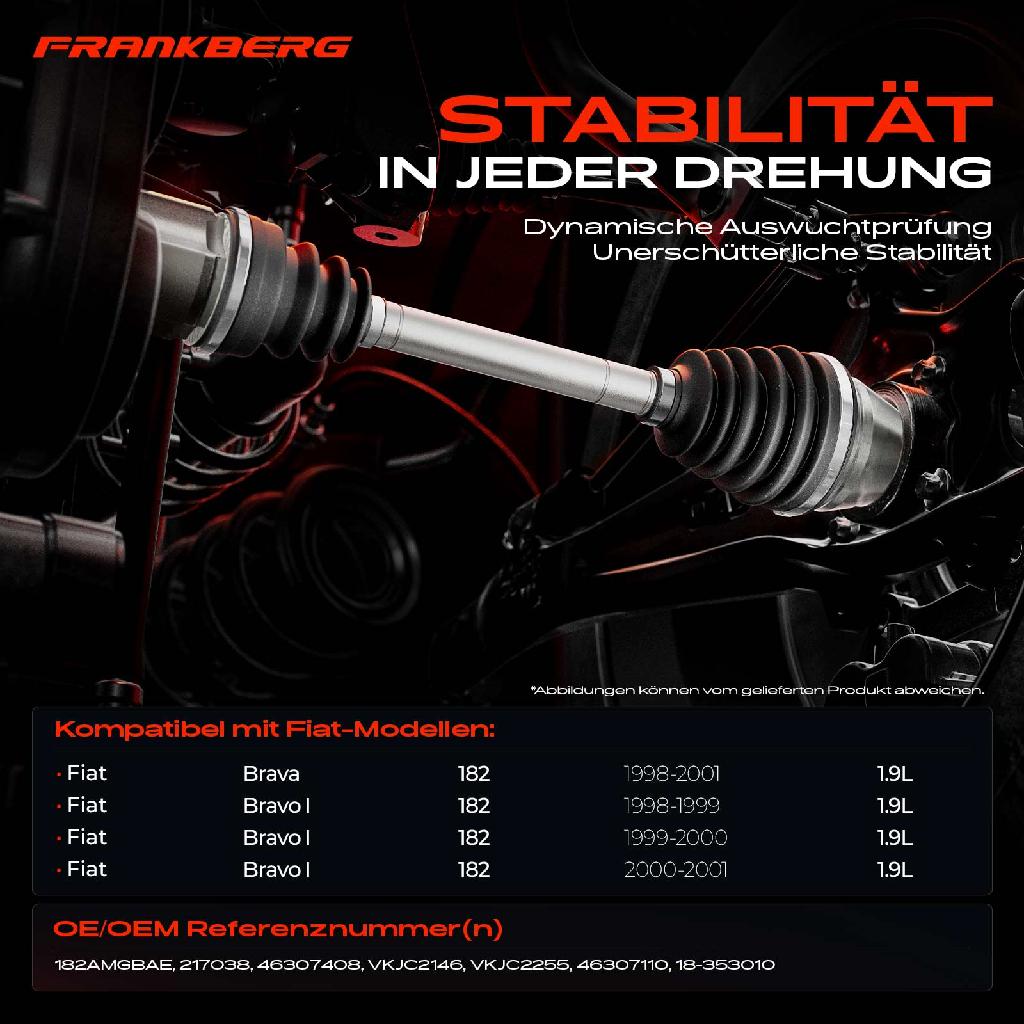 1x Antriebswelle Vorderachse Rechts für Fiat Brava Bravo I 182 1.9L1998-2001