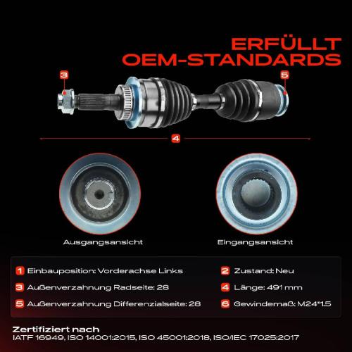 Frankberg 1x Antriebswelle Vorderachse Links für Ford Ranger ET 2006-2012 Mazda BT-50 Pick-up CD UN 2006-2015 Bild Frankberg 1x Antriebswelle Vorderachse Links für Ford Ranger ET 2006-2012 Mazda BT-50 Pick-up CD UN 2006-2015