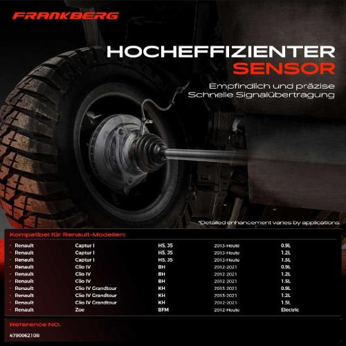 Frankberg 1x ABS Sensor Hinterachse rechts für Renault Captur I Clio IV Grandtour Zoe 0.9L 1.2L 1.5L Bj ab 2012 Bild Frankberg 1x ABS Sensor Hinterachse rechts für Renault Captur I Clio IV Grandtour Zoe 0.9L 1.2L 1.5L Bj ab 2012