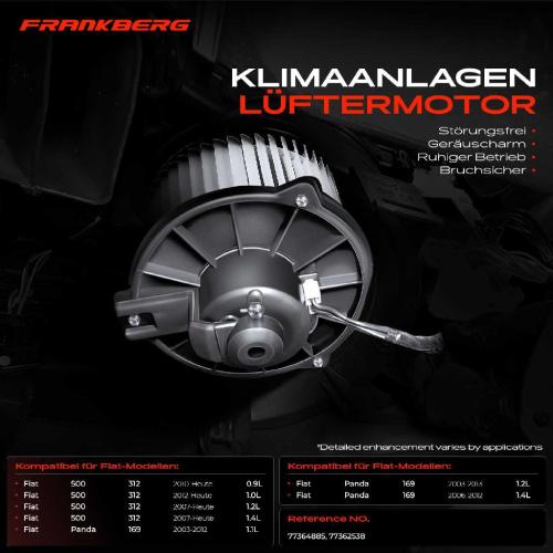 Frankberg 1x Gebläsemotor Innenraumgebläse für Fiat 500 312_ Panda 169 2003-2020 Bild Frankberg 1x Gebläsemotor Innenraumgebläse für Fiat 500 312_ Panda 169 2003-2020