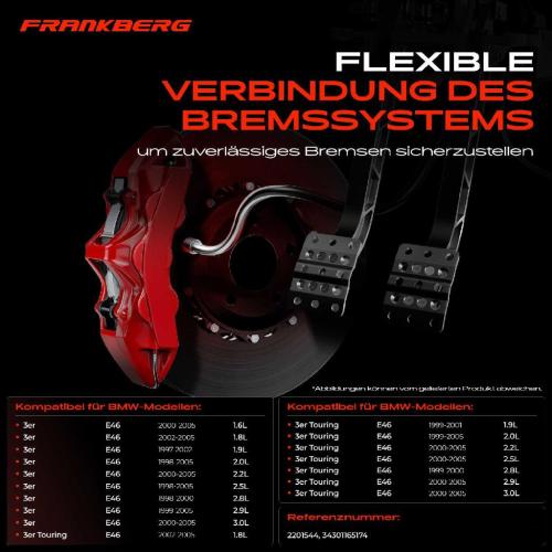 1x Bremsschlauch Bremsschläuche Hinterachse Links oder Rechts für BMW 3er E46 316i 318d 320i 325i 328i Bild 1x Bremsschlauch Bremsschläuche Hinterachse Links oder Rechts für BMW 3er E46 316i 318d 320i 325i 328i