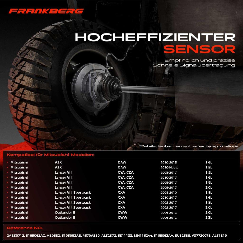 1x ABS Sensor Hinterachse rechts für Mitsubishi ASX Lancer VIII Sportback Outlander II 1.6L 1.8L Bj ab 2006