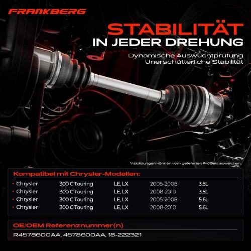 1x Antriebswelle Vorderachse Rechts für Chrysler 300 C Touring LE LX Bild 1x Antriebswelle Vorderachse Rechts für Chrysler 300 C Touring LE LX