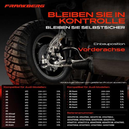 1x Querlenker Satz Vorderachse für Audi A6 Allroad Avant 2.0L 2.4L 2.7L 2.8L 3.0L 3.1L 4.2L 5.2L 2004-2011 Bild 1x Querlenker Satz Vorderachse für Audi A6 Allroad Avant 2.0L 2.4L 2.7L 2.8L 3.0L 3.1L 4.2L 5.2L 2004-2011
