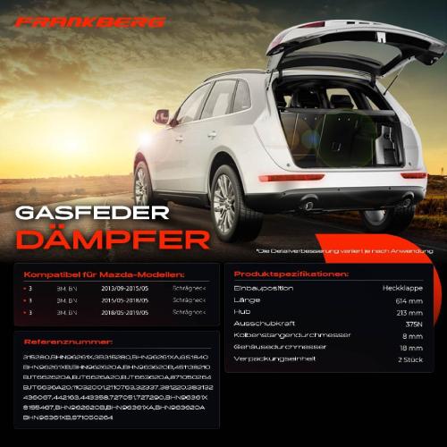 2x Gasfeder Dämpfer Heckklappe für Mazda 3 BM BN Schrägheck 2013-2019 Bild 2x Gasfeder Dämpfer Heckklappe für Mazda 3 BM BN Schrägheck 2013-2019