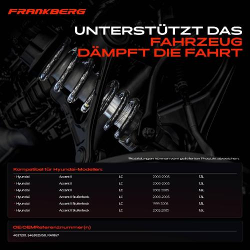 Frankberg 2x Fahrwerksfeder Vorderachse für Hyundai Accent II LC Stufenheck 1999-2005 Bild Frankberg 2x Fahrwerksfeder Vorderachse für Hyundai Accent II LC Stufenheck 1999-2005