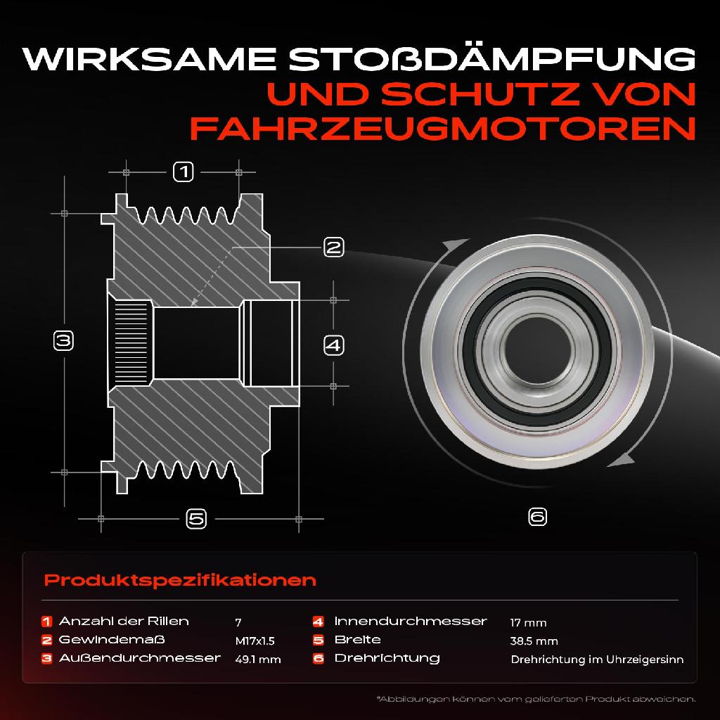 1x Generatorfreilauf Lichtmaschine für Fiat Talento Nissan NV300 Renault Clio Dacia