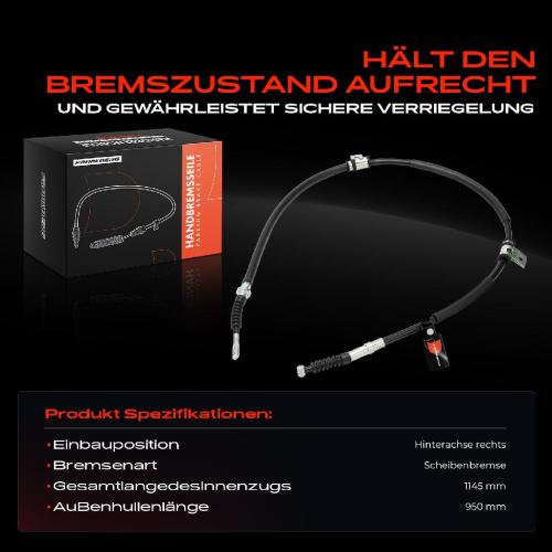 1x Seilzug Feststellbremse Hinterachse rechts für Hyundai Trajet FO 2.0L 2.7L 2001-2008 Bild 1x Seilzug Feststellbremse Hinterachse rechts für Hyundai Trajet FO 2.0L 2.7L 2001-2008