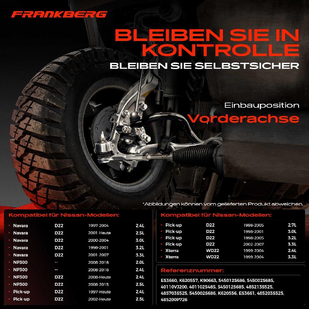 1x Querlenker Satz Vorderachse für Nissan Navara Pritsche/Fahrgestell NP300 Pick-up Xterra 3.2L 2.7L Bj ab 1997