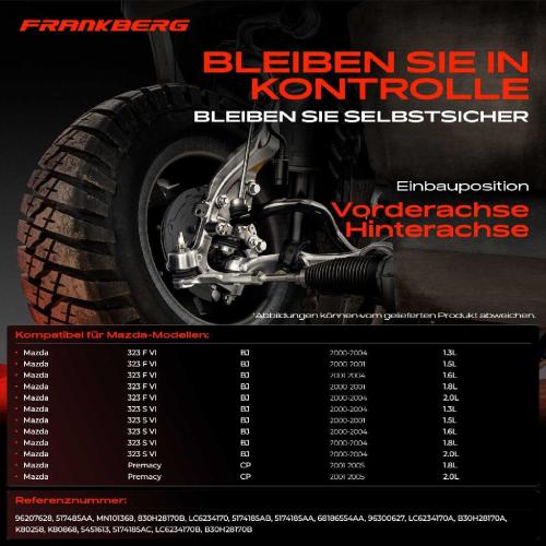 4x Koppelstange Vorderachse für Mazda 323 F VI BJ 323 S VI Premacy CP 1.3L 1.5L 1.6L 1.8L 2.0L 2000-2005 Bild 4x Koppelstange Vorderachse für Mazda 323 F VI BJ 323 S VI Premacy CP 1.3L 1.5L 1.6L 1.8L 2.0L 2000-2005