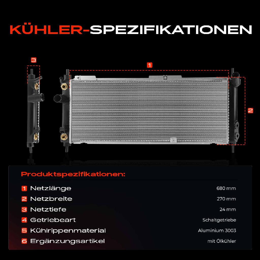 1x Kühler Wasserkühler Motorkühler für Opel Corsa B Caravan Kasten/Schrägheck Tigra
