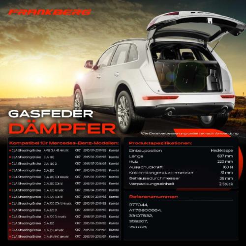 2x Gasfeder Dämpfer Heckklappe für Mercedes-Benz CLA X117 Kombi 2015-2019 Bild 2x Gasfeder Dämpfer Heckklappe für Mercedes-Benz CLA X117 Kombi 2015-2019