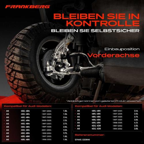 Frankberg 1x Querlenker Satz Vorderachse für Audi A6 Avant A8 Skoda Superb I VW Passat Variant 1.8L 1.9L 1994-2008 Bild Frankberg 1x Querlenker Satz Vorderachse für Audi A6 Avant A8 Skoda Superb I VW Passat Variant 1.8L 1.9L 1994-2008