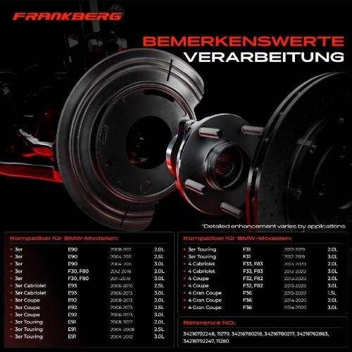 Frankberg 2x Ankerblech Bremsscheibe Hinterachse Beidseitig für BMW E90 F30 F80 E91 E92 E93 330i 335d Bild Frankberg 2x Ankerblech Bremsscheibe Hinterachse Beidseitig für BMW E90 F30 F80 E91 E92 E93 330i 335d