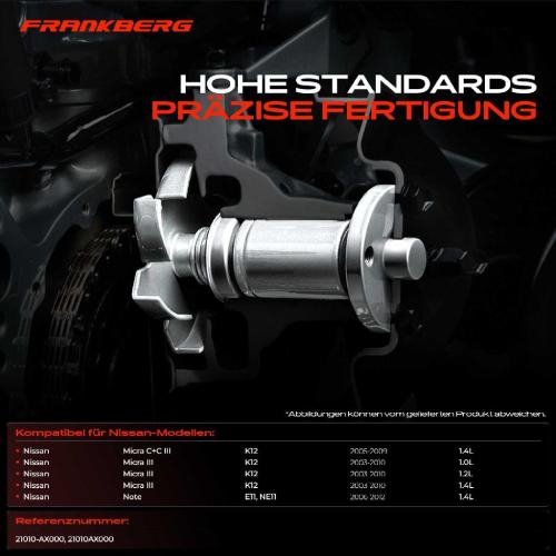 Frankberg 1x Wasserpumpe Kühlwasserpumpe für Nissan Micra III Micra C C III K12 1.0L-1.4L 16V Note E11 1.4L Bild Frankberg 1x Wasserpumpe Kühlwasserpumpe für Nissan Micra III Micra C C III K12 1.0L-1.4L 16V Note E11 1.4L
