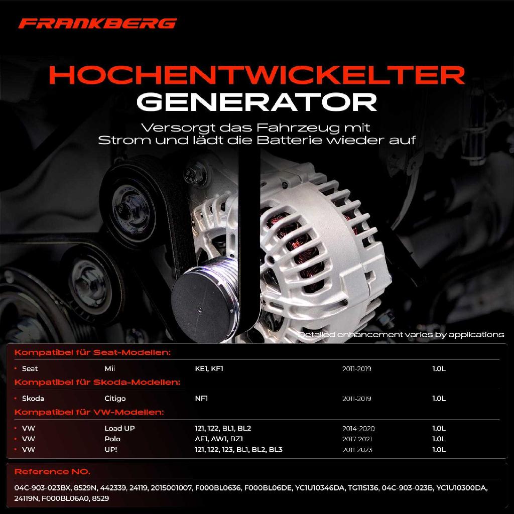 1x Lichtmaschine Generator für VW Polo AE1 AW1 Load UP Skoda Citigo Seat Mii