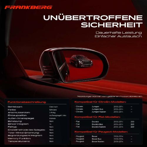 Frankberg 1x Außenspiegel Links für Citroën Jumper Fiat Ducato Peugeot Boxer Bj ab 2006 Bild Frankberg 1x Außenspiegel Links für Citroën Jumper Fiat Ducato Peugeot Boxer Bj ab 2006