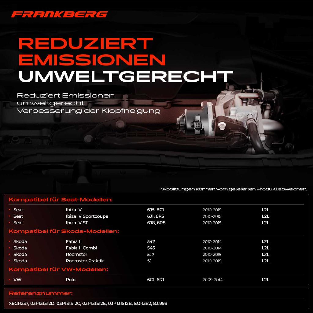 1x AGR-Ventil Abgasrückführungsventil für VW Polo Seat Ibiza IV Sportcoupe ST Skoda Fabia II Combi