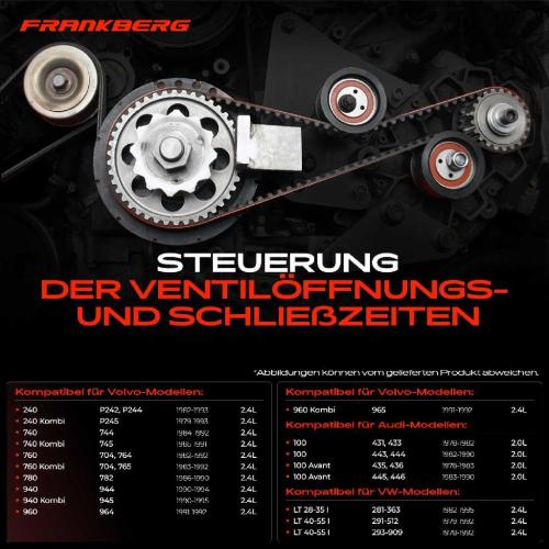 Frankberg 1x Zahnriemensatz Zahnriemen für VW LT 28-35 I Volvo 240 760 960 Audi 100 2.0L 2.4L Bild Frankberg 1x Zahnriemensatz Zahnriemen für VW LT 28-35 I Volvo 240 760 960 Audi 100 2.0L 2.4L