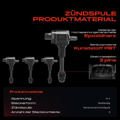 Frankberg 4x Zündspule Zündkerze für Nissan Primera P12 Primera Hatchback Primera Kombi WP12 X-Trail T30 Bild Frankberg 4x Zündspule Zündkerze für Nissan Primera P12 Primera Hatchback Primera Kombi WP12 X-Trail T30