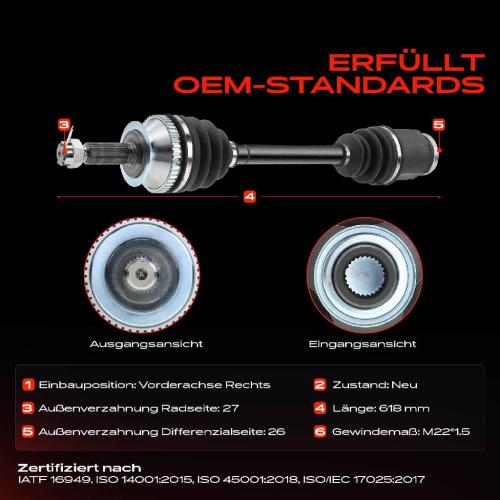 1x Antriebswelle Vorderachse Rechts für Hyundai Sonata IV EF 2.7L KIA Magentis GD MS 2.5L 2001-2005 Bild 1x Antriebswelle Vorderachse Rechts für Hyundai Sonata IV EF 2.7L KIA Magentis GD MS 2.5L 2001-2005