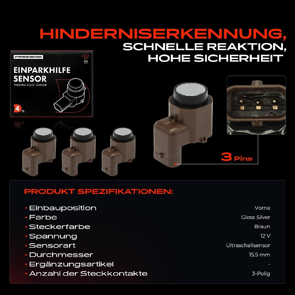 4x Parksensor PDC Sensor Vorne für VW Golf 5 1K5 Jetta 3 1K2 Passat B6 Touran 2008-2011