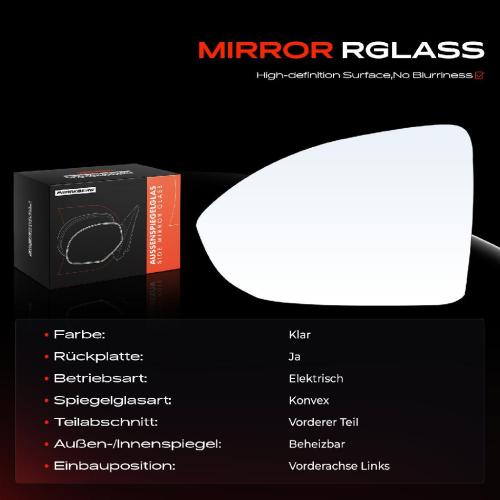 1x Spiegelglas Außenspiegel links für VW Golf VII Variant BA5 BV5 5G1 BE1 BE2 BQ1 Bild 1x Spiegelglas Außenspiegel links für VW Golf VII Variant BA5 BV5 5G1 BE1 BE2 BQ1