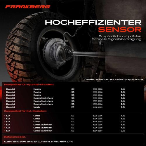 Frankberg 1x ABS Sensor Hinterachse rechts für Hyundai Elantra Stufenheck Matrix KIA Cerato 1.6L 1.8L 2000-2009 Bild Frankberg 1x ABS Sensor Hinterachse rechts für Hyundai Elantra Stufenheck Matrix KIA Cerato 1.6L 1.8L 2000-2009