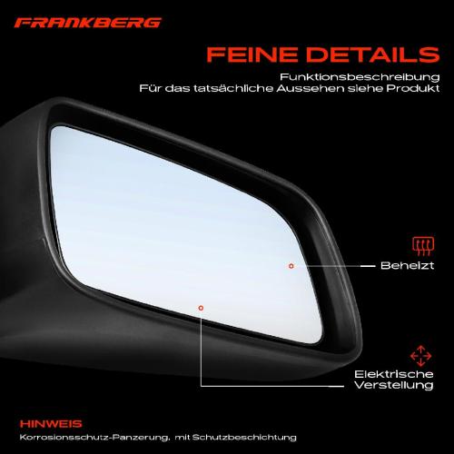 Frankberg 1x Außenspiegel Rechts für Opel Astra G Caravan CC Klasseic T98 F35 1998-2009 Bild Frankberg 1x Außenspiegel Rechts für Opel Astra G Caravan CC Klasseic T98 F35 1998-2009