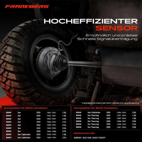 Frankberg 1x ABS Sensor Vorderachse links für BMW 3er E30 3er Cabriolet 3er Touring 1.8L 1.6L 2.0L 1982-1994 Bild Frankberg 1x ABS Sensor Vorderachse links für BMW 3er E30 3er Cabriolet 3er Touring 1.8L 1.6L 2.0L 1982-1994