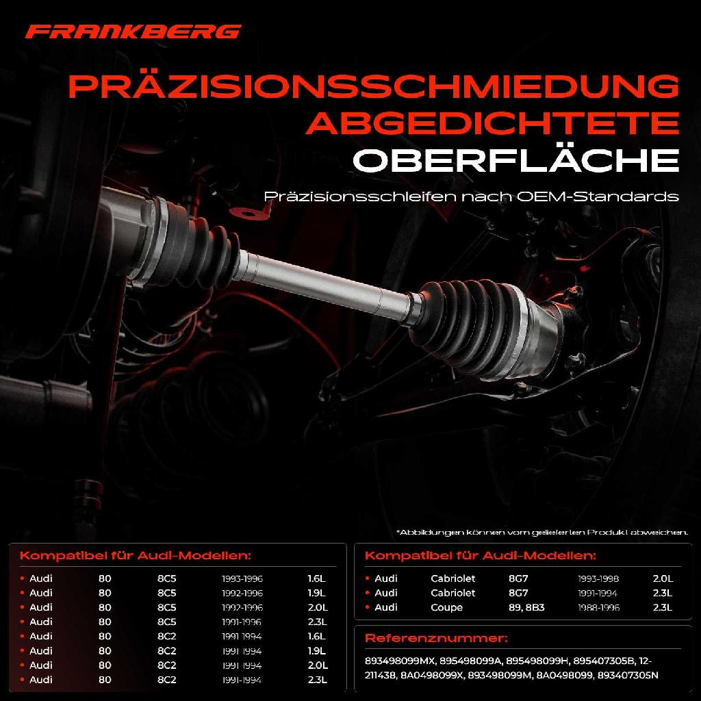 1x Antriebswelle Gelenksatz Vorderachse für Audi 80 8C2 893 894 8A2 90 Coupe Cabriolet