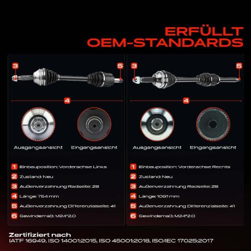 2x Antriebswelle Vorderachse Links Rechts für Ford Transit FB FC FD FS Bild 2x Antriebswelle Vorderachse Links Rechts für Ford Transit FB FC FD FS