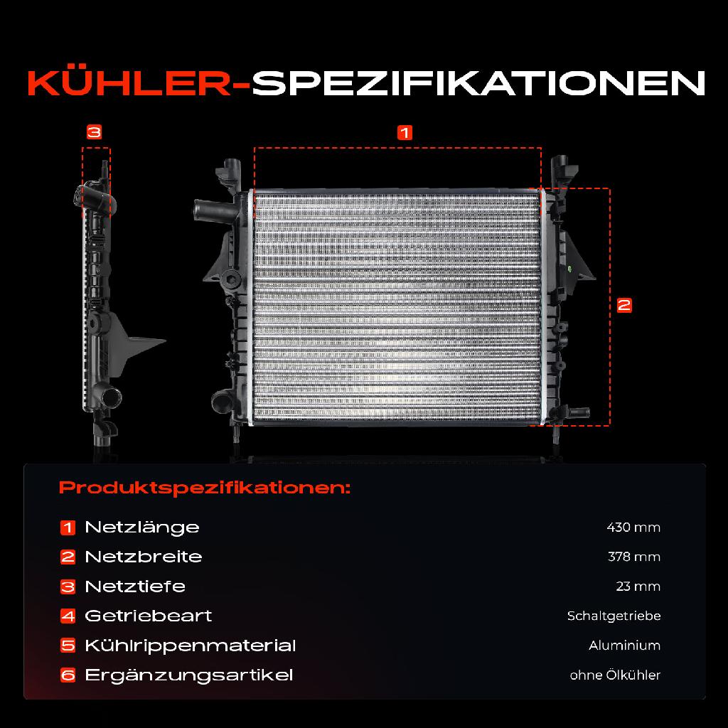 1x Kühler Wasserkühler Motorkühler für Renault Twingo I 96-07 1.2L