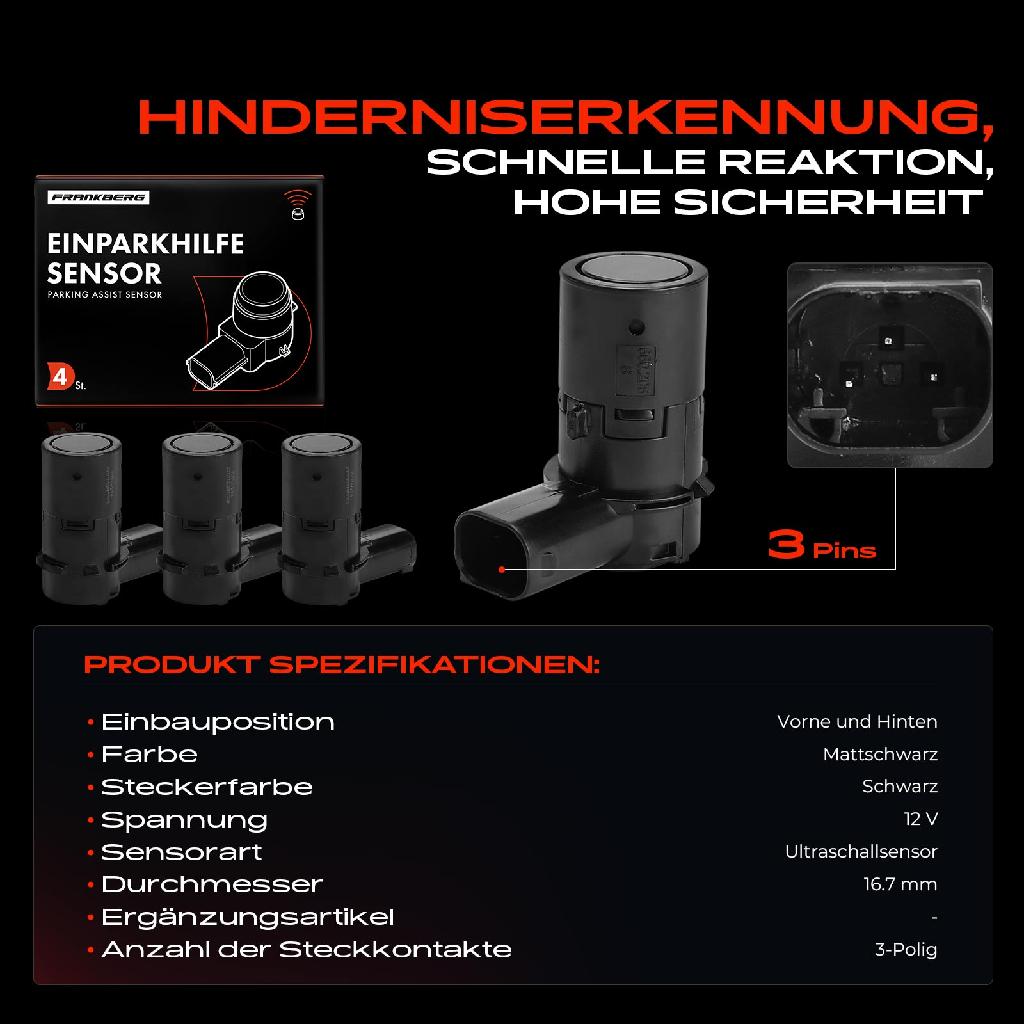 4x Parksensor PDC Sensor Vorne und Hinten für Volvo S40 544 S60 S80 V50 545 V70 285