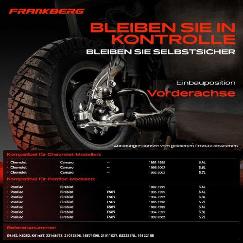 Frankberg 1x Querlenker Satz Vorderachse für Chevrolet Camaro Convertible Pontiac Firebird Cabriolet 1992-2002 Bild Frankberg 1x Querlenker Satz Vorderachse für Chevrolet Camaro Convertible Pontiac Firebird Cabriolet 1992-2002