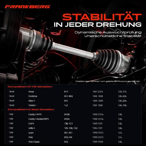 Frankberg 1x Antriebswelle Vorderachse Rechts für VW Golf II Polo Lupo Seat Arosa Bild Frankberg 1x Antriebswelle Vorderachse Rechts für VW Golf II Polo Lupo Seat Arosa