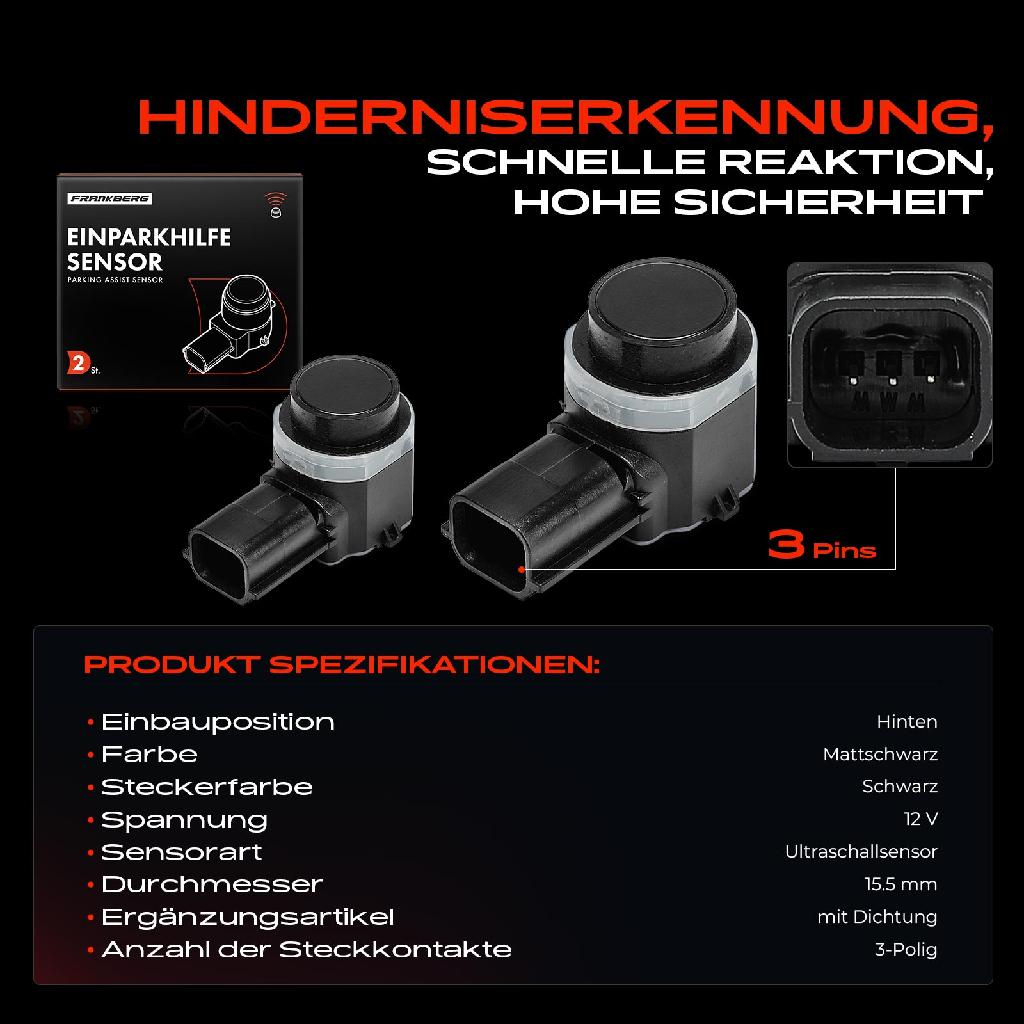 2x Parksensor PDC Sensor Hinten für Ford C-Max DXA/CB7 Focus HN Mondeo