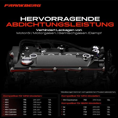 Frankberg 1x Ventildeckel Zylinderkopfhaube für MINI Mini F55 F56 F57 BMW F20 F21 F45 F46 Bild Frankberg 1x Ventildeckel Zylinderkopfhaube für MINI Mini F55 F56 F57 BMW F20 F21 F45 F46