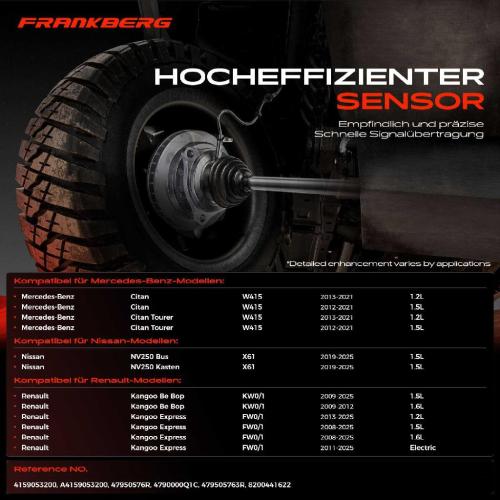 Frankberg 1x ABS Sensor Hinterachse rechts für Mercedes-Benz C218 X218 W212 S212 2.1L 3.0L 3.5L 4.7L 2009-2017 Bild Frankberg 1x ABS Sensor Hinterachse rechts für Mercedes-Benz C218 X218 W212 S212 2.1L 3.0L 3.5L 4.7L 2009-2017