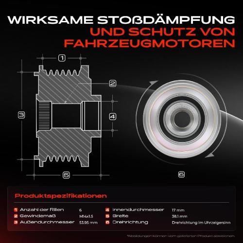 1x Generatorfreilauf Lichtmaschine für Hyundai Grand Santa Fé Jaguar KIA Land Rover Bild 1x Generatorfreilauf Lichtmaschine für Hyundai Grand Santa Fé Jaguar KIA Land Rover