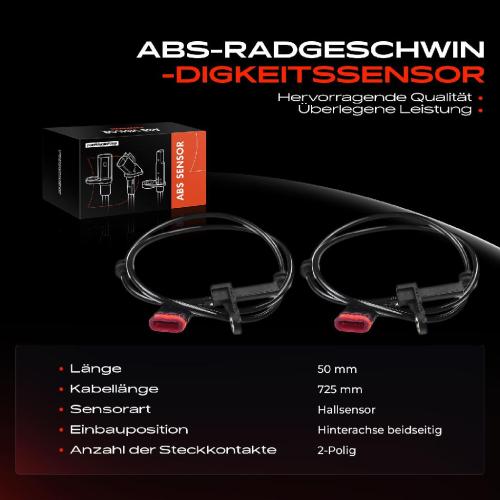 2x ABS Sensor Hinten für Mercedes-Benz S-Klasse V221 W221 S-Klasse Coupe C216 6.0L 2005-2013 Bild 2x ABS Sensor Hinten für Mercedes-Benz S-Klasse V221 W221 S-Klasse Coupe C216 6.0L 2005-2013